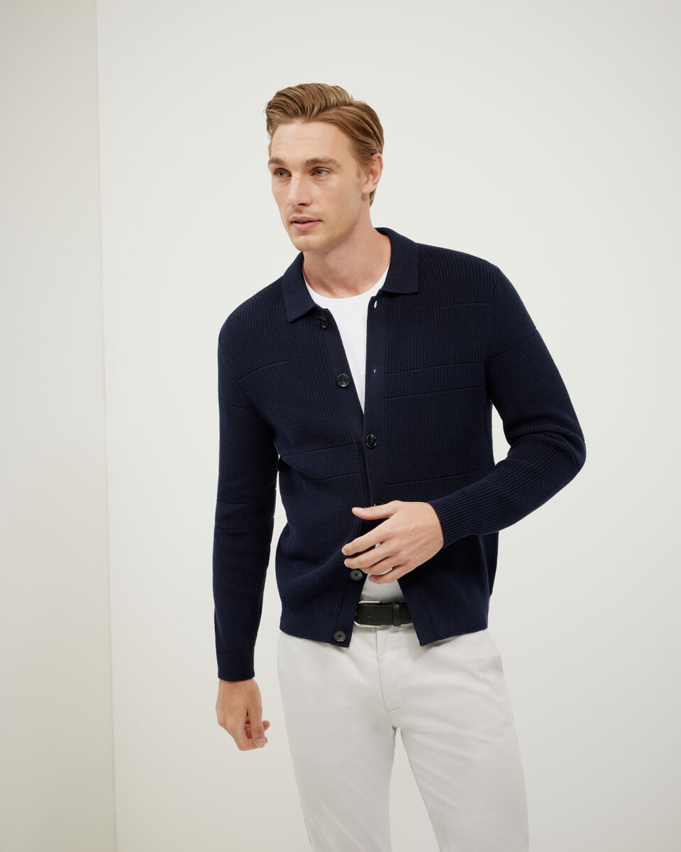 Tonal Stripe Button Down Knit, , hi-res
